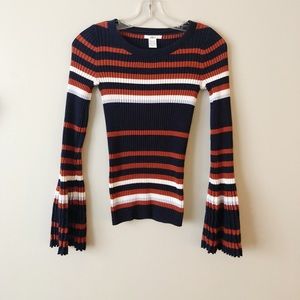 Bar lll stretchy sweater with bell sleeves